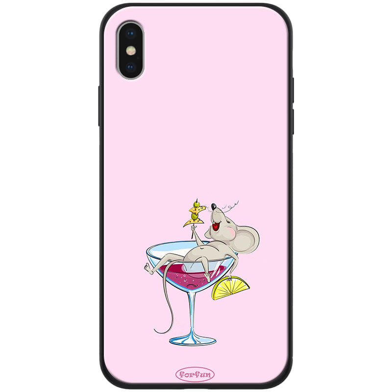 

TPU+PC чехол ForFun для Apple iPhone XS Max (6.5") Мышь в бокале / Розовый (118331)