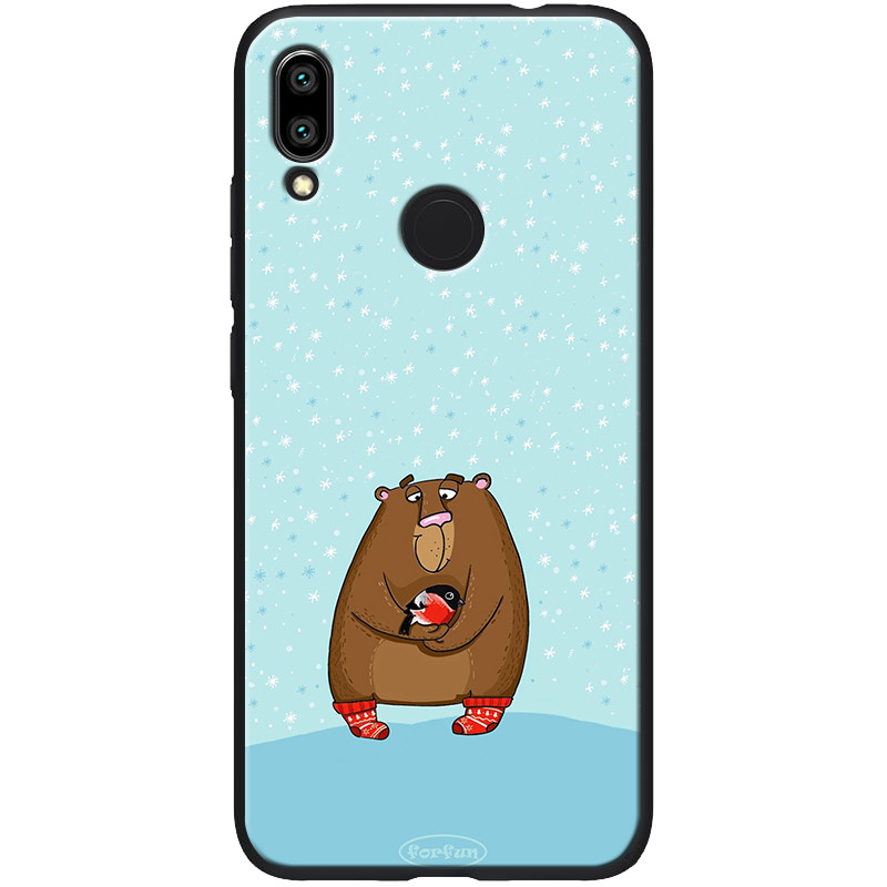 

TPU+PC чехол ForFun для Xiaomi Redmi Note 7s Медведь и снегирь / Голубой (118095)