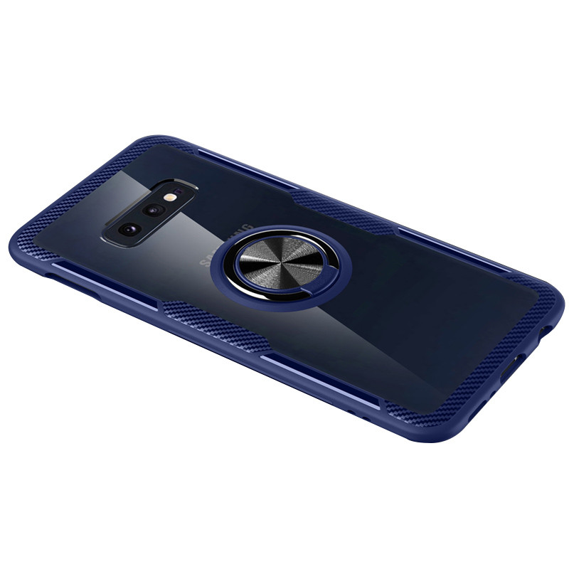 

TPU+PC чохол Deen CrystalRing під магнітний тримач для Samsung Galaxy S10e (Безбарвний / синій)