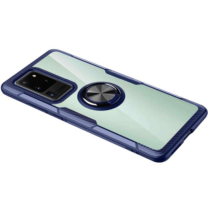 

TPU+PC чехол Deen CrystalRing for Magnet (opp) для Samsung Galaxy S20 Ultra Бесцветный / Синий (143576)