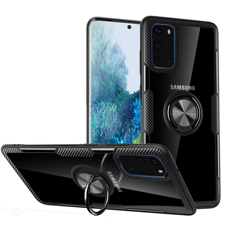 

TPU+PC чехол Deen CrystalRing под магнитный держатель для Samsung Galaxy S20 Бесцветный / Черный (121406)