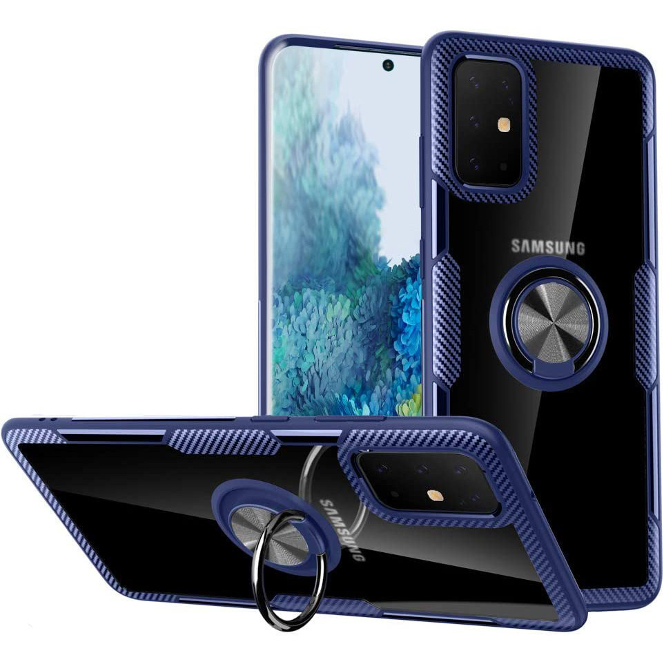 

TPU+PC чохол Deen CrystalRing під магнітний тримач для Samsung Galaxy A51 (Безбарвний / синій)