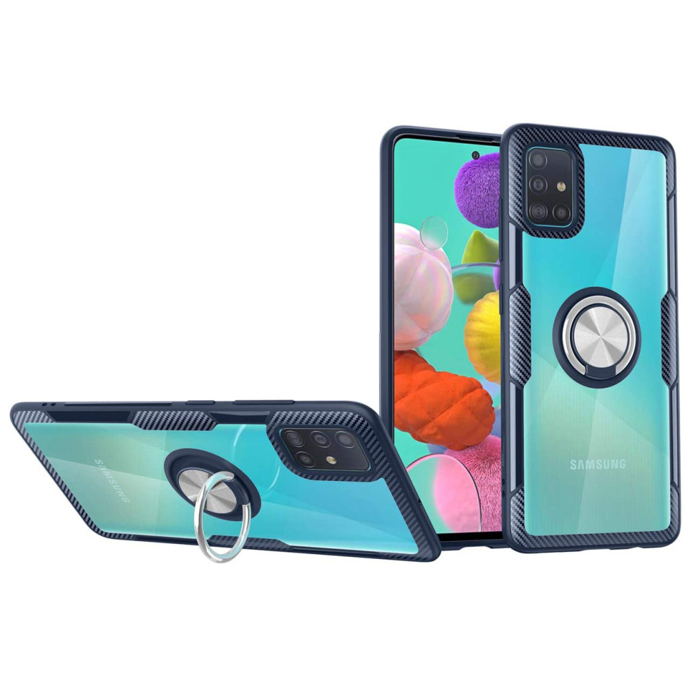 

TPU+PC чехол Deen CrystalRing for Magnet (opp) для Samsung Galaxy A51 Бесцветный / Темно-синий (127867)