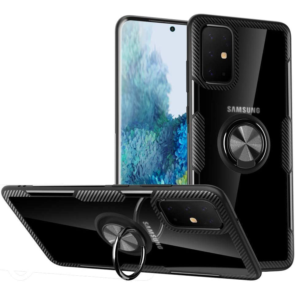

TPU+PC чохол Deen CrystalRing під магнітний тримач для Samsung Galaxy A71 (Безбарвний / чорний)