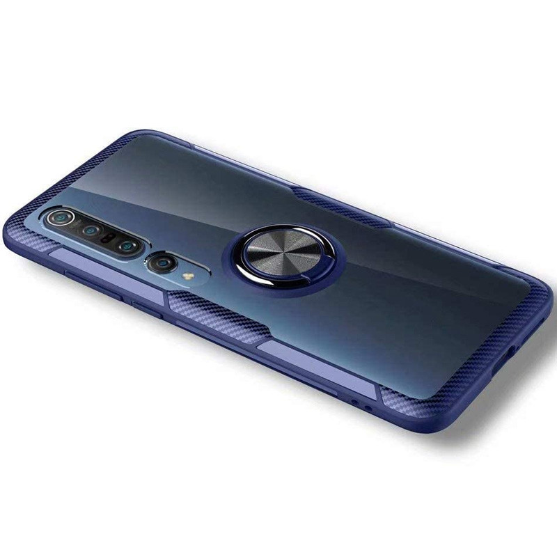 

TPU+PC чохол Deen CrystalRing під магнітний тримач для Xiaomi Mi 10 Pro (Безбарвний / синій)