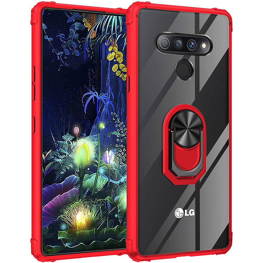 

TPU+PC чехол Deen TransparentRing for Magnet для LG Stylo 6 Красный (137194)