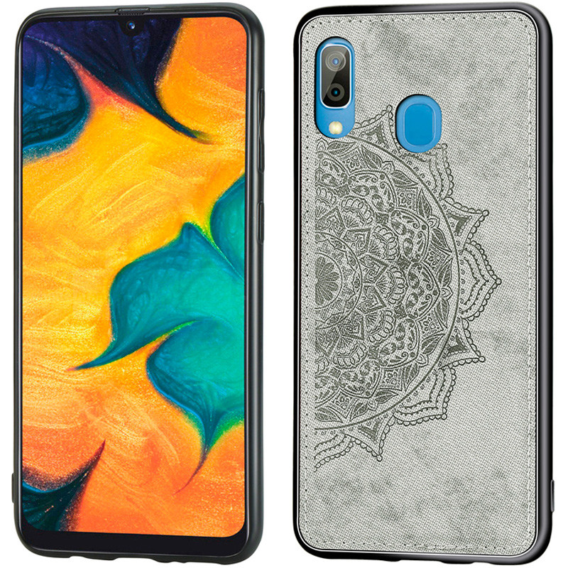 

TPU+Textile чехол Mandala с 3D тиснением для Samsung Galaxy A20 (A205F) Серый (104155)