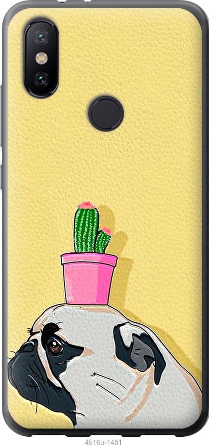 Чехол на Xiaomi Mi Mix 3 Мопс с кактусом