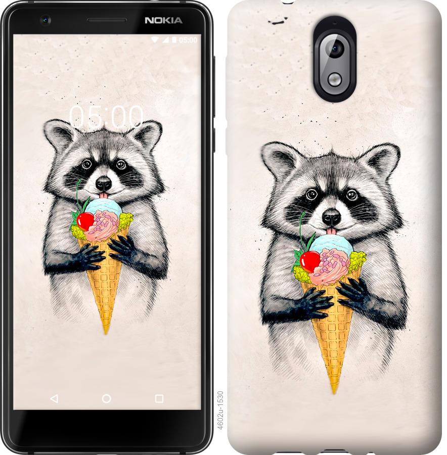 

Чохол на Nokia 3.1 Єнот з морозивом