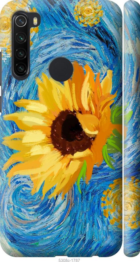 Чехол на Xiaomi Redmi Note 8 Цветы желто-голубые