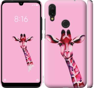Чехол на Xiaomi Redmi 7 Розовая жирафа