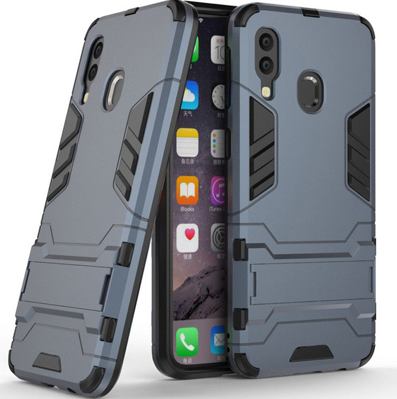 

Ударопрочный чехол-подставка Transformer для Samsung Galaxy A40 (A405F) с мощной защитой корпуса Серый / Metal slate (101870)