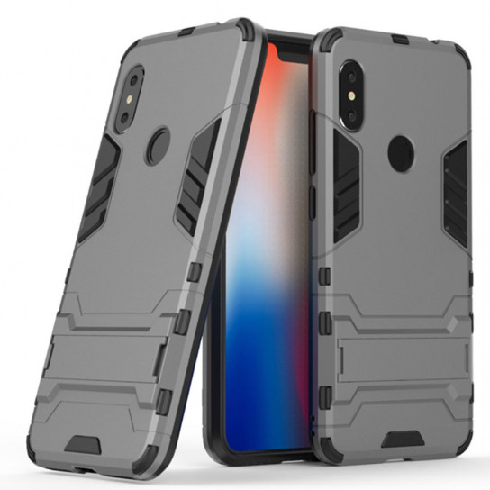 

Ударопрочный чехол-подставка Transformer для Xiaomi Redmi Note 6 Металл / Gun Metal (88724)
