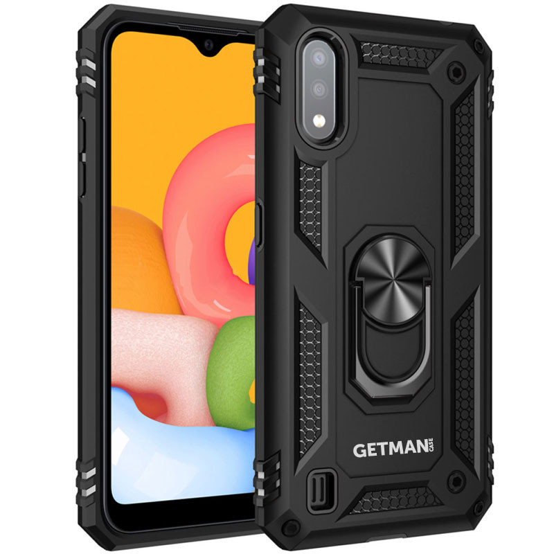 

Ударопрочный чехол GETMAN Serge Ring for Magnet для Samsung Galaxy A01 Черный (130150)