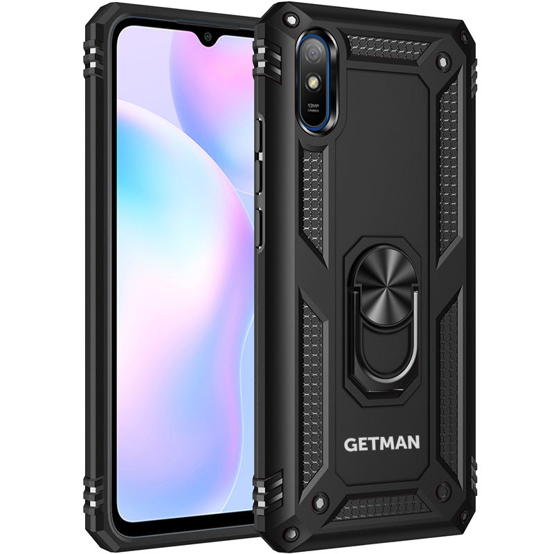 

Ударопрочный чехол GETMAN Serge Ring for Magnet для Xiaomi Redmi 9A Черный (143701)