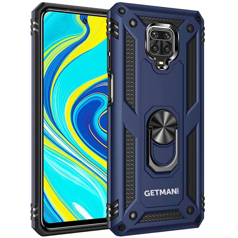 

Ударопрочный чехол GETMAN Serge Ring for Magnet для Xiaomi Redmi Note 9 Pro Max Темно-синий (130173)