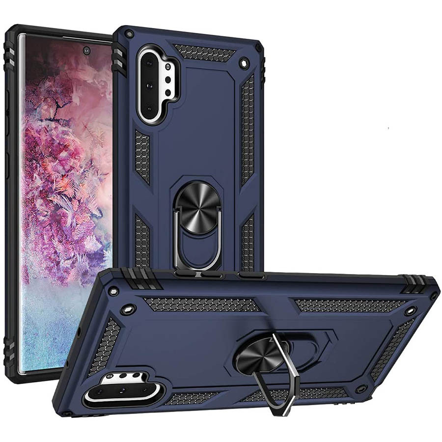 

Ударопрочный чехол Serge Ring магнитный держатель для Samsung Galaxy Note 10 Plus Темно-синий (130347)