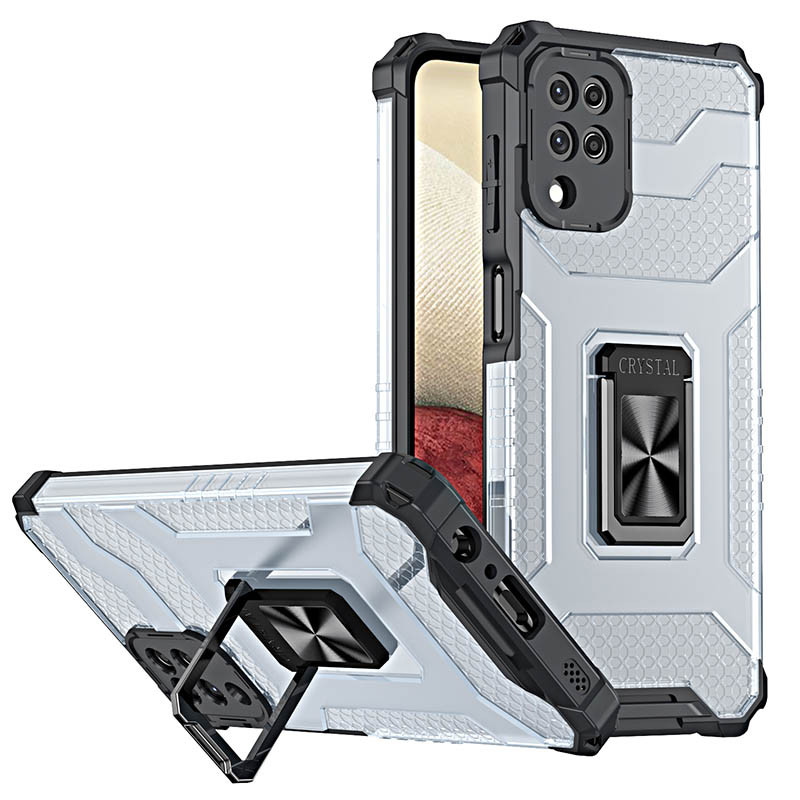 

Ударопрочный чехол Transformer CrystalRing для Samsung Galaxy A12 Nacho Черный + Прозрачный / Черный (202005)