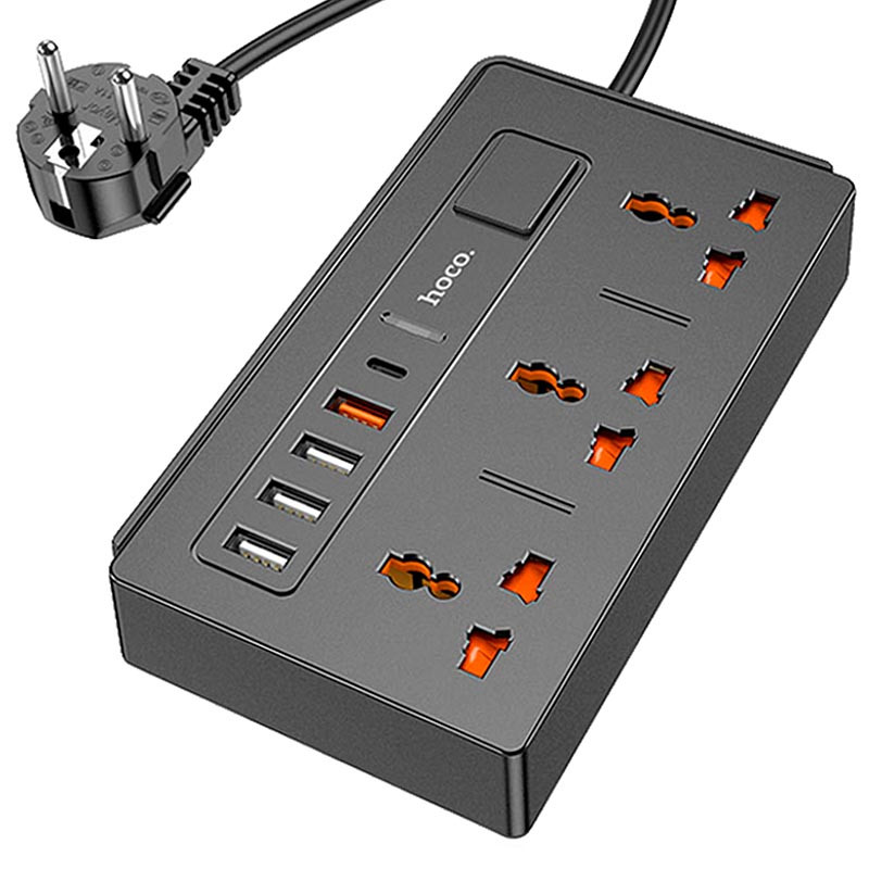 

Подовжувач Hoco DC15 (4USB / 1Type-C / 3xSocket)