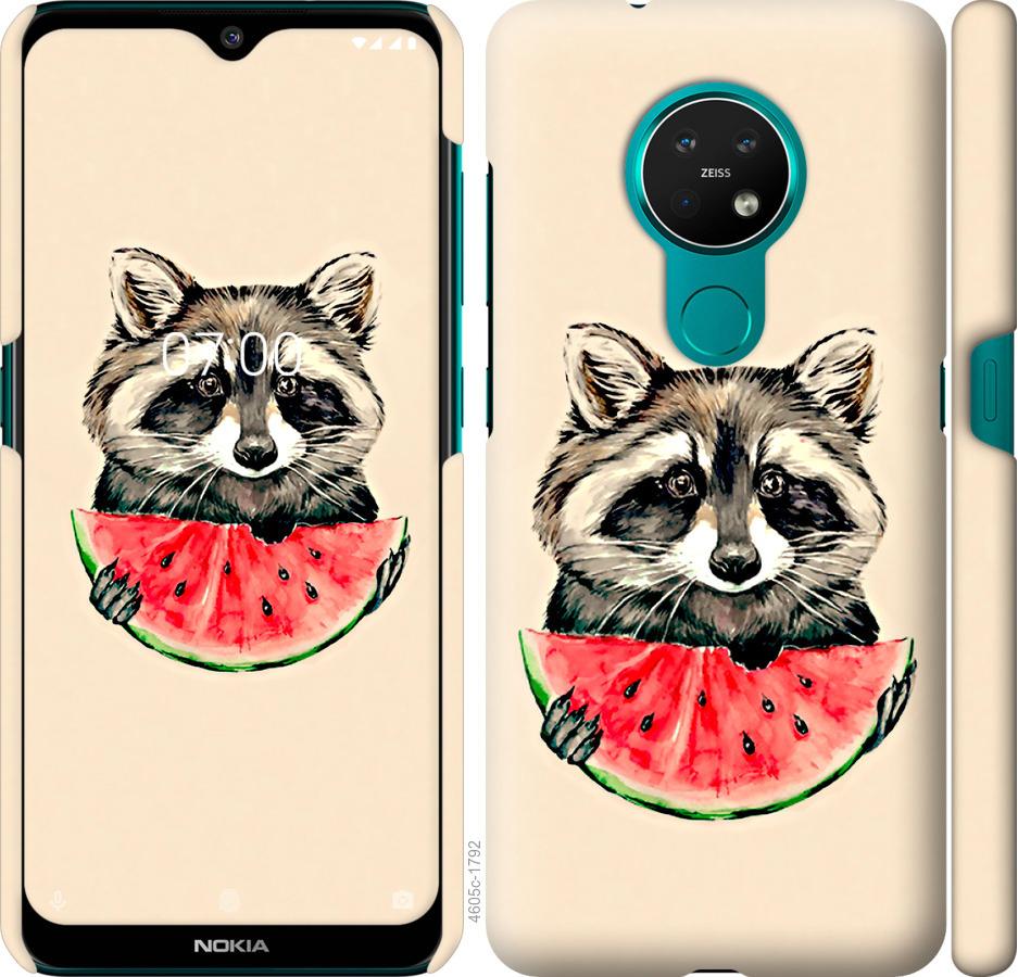 

Чехол на Nokia 7.2 Енотик с арбузом