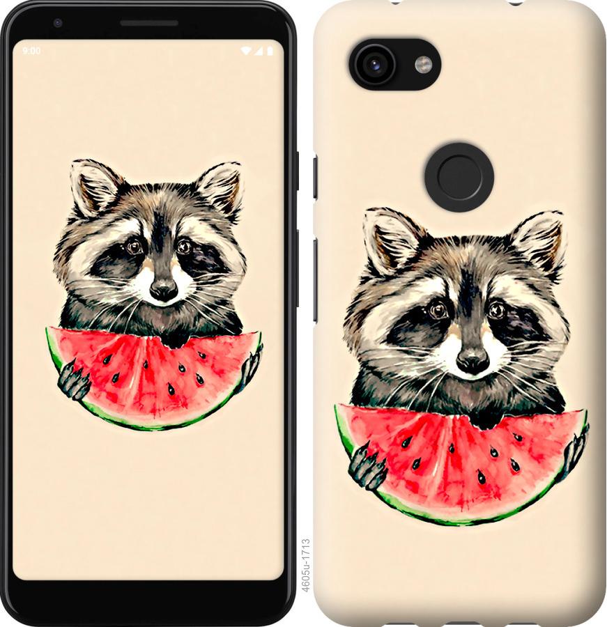 

Чехол на Google Pixel 3a XL Енотик с арбузом