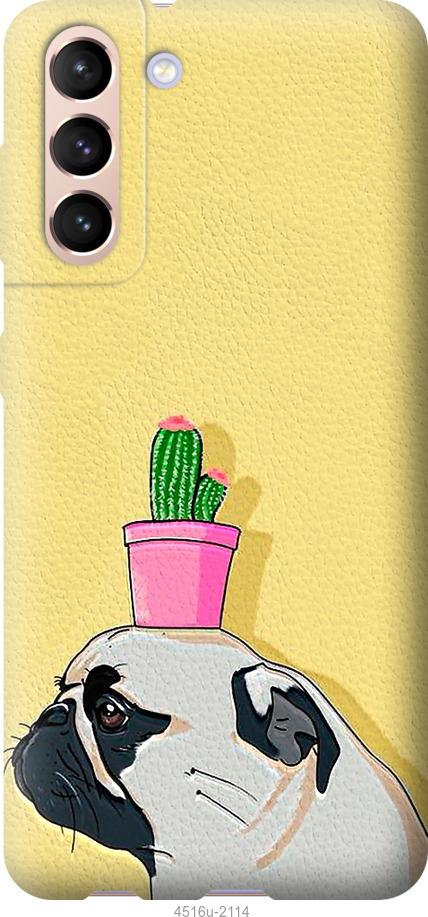 Чохол на Samsung Galaxy S21 Мопс з кактусом