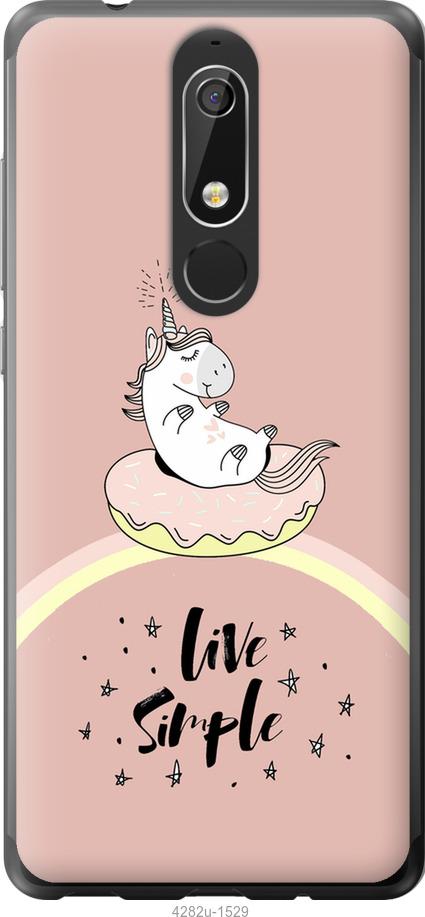 

Чехол на Nokia 5.1 Единорожка в пончике