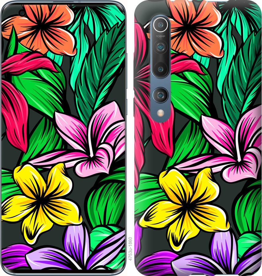 Чехол на Xiaomi Mi 10 Тропические цветы 1