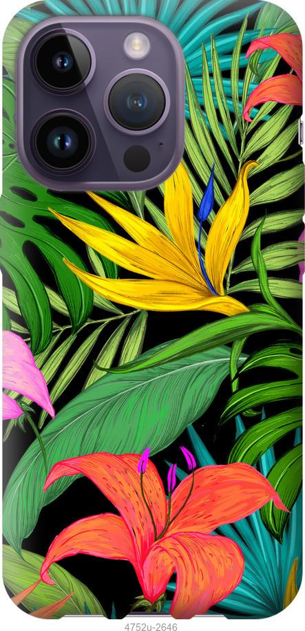 Чехол на iPhone 14 Pro Тропические листья 1