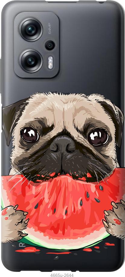 

Чехол на Xiaomi Redmi Note 11T Pro Мопс и арбуз