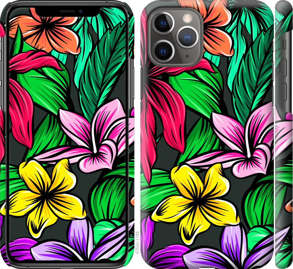 Чехол на iPhone 11 Pro Тропические цветы 1