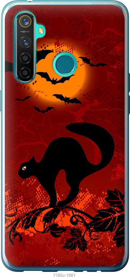 

Чехол на Realme 5 Pro Чёрная кошка под луной