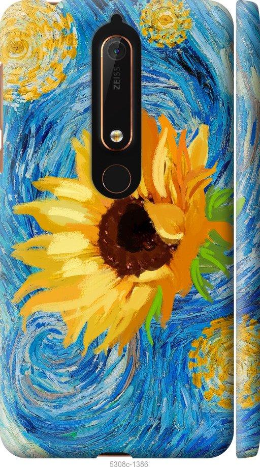 

Чехол на Nokia 6 2018 Цветы желто-голубые