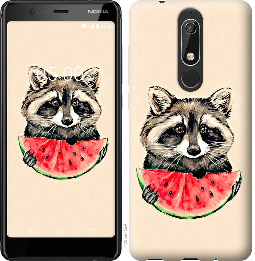 

Чехол на Nokia 5.1 Енотик с арбузом