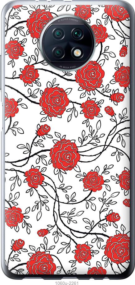 

Чохол на Xiaomi Redmi Note 9T Червоні троянди на білому тлі