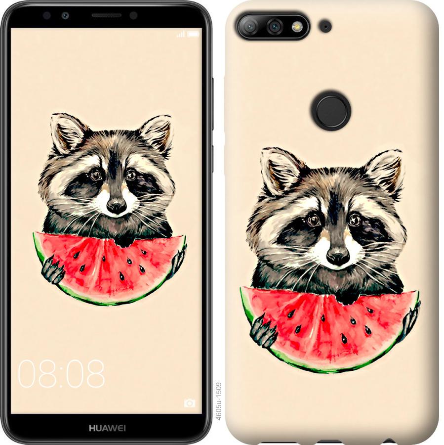 

Чехол на Huawei Y7 Prime 2018 Енотик с арбузом