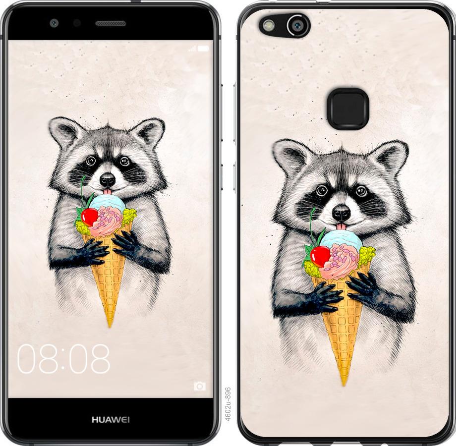 

Чохол на Huawei P10 Lite Єнот з морозивом