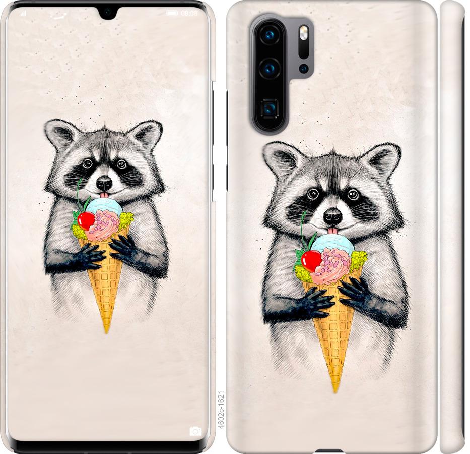 

Чохол на Huawei P30 Pro Єнот з морозивом