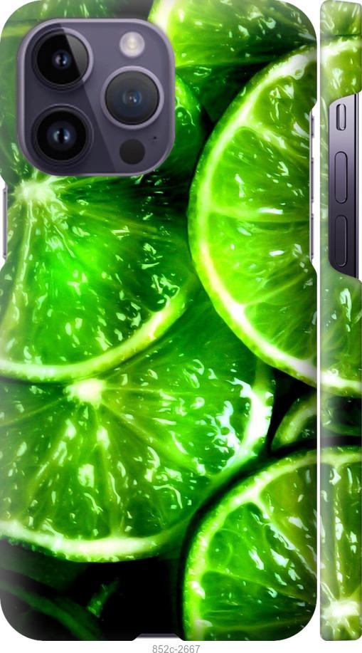 Чохол на iPhone 14 Pro Max Зелені часточки лимона