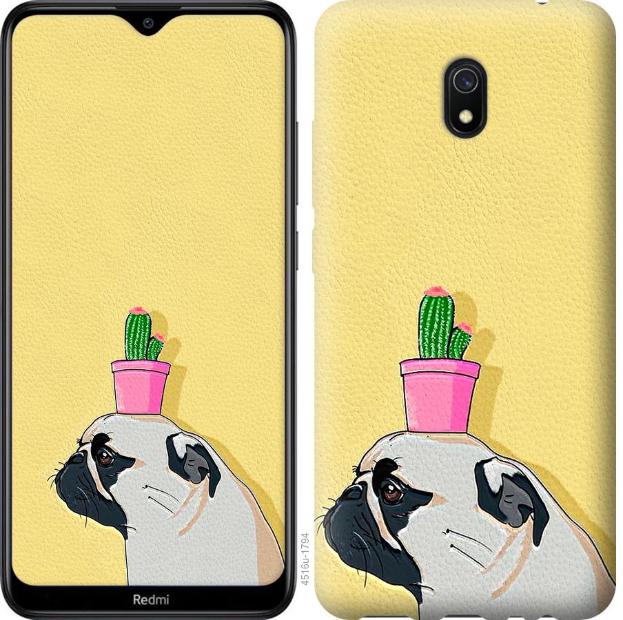 

Чохол на Xiaomi Redmi 8A Мопс з кактусом