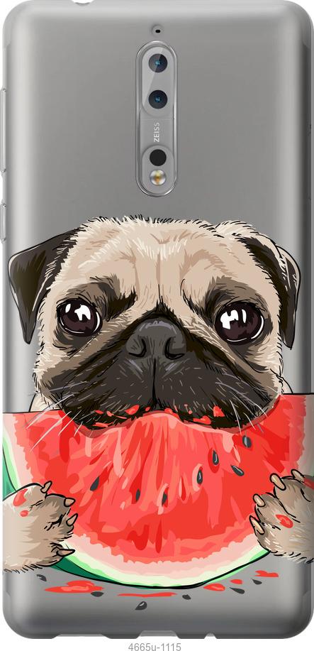 

Чехол на Nokia 8 Мопс и арбуз