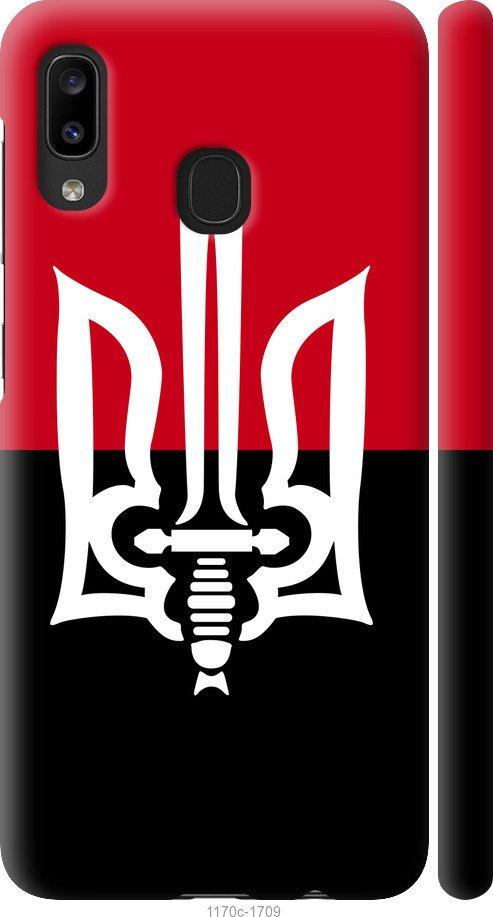 

Чохол на Samsung Galaxy A20e A202F Чорно-червоний прапор з тризубом