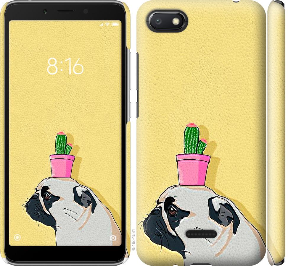 

Чохол на Xiaomi Redmi 6A Мопс з кактусом