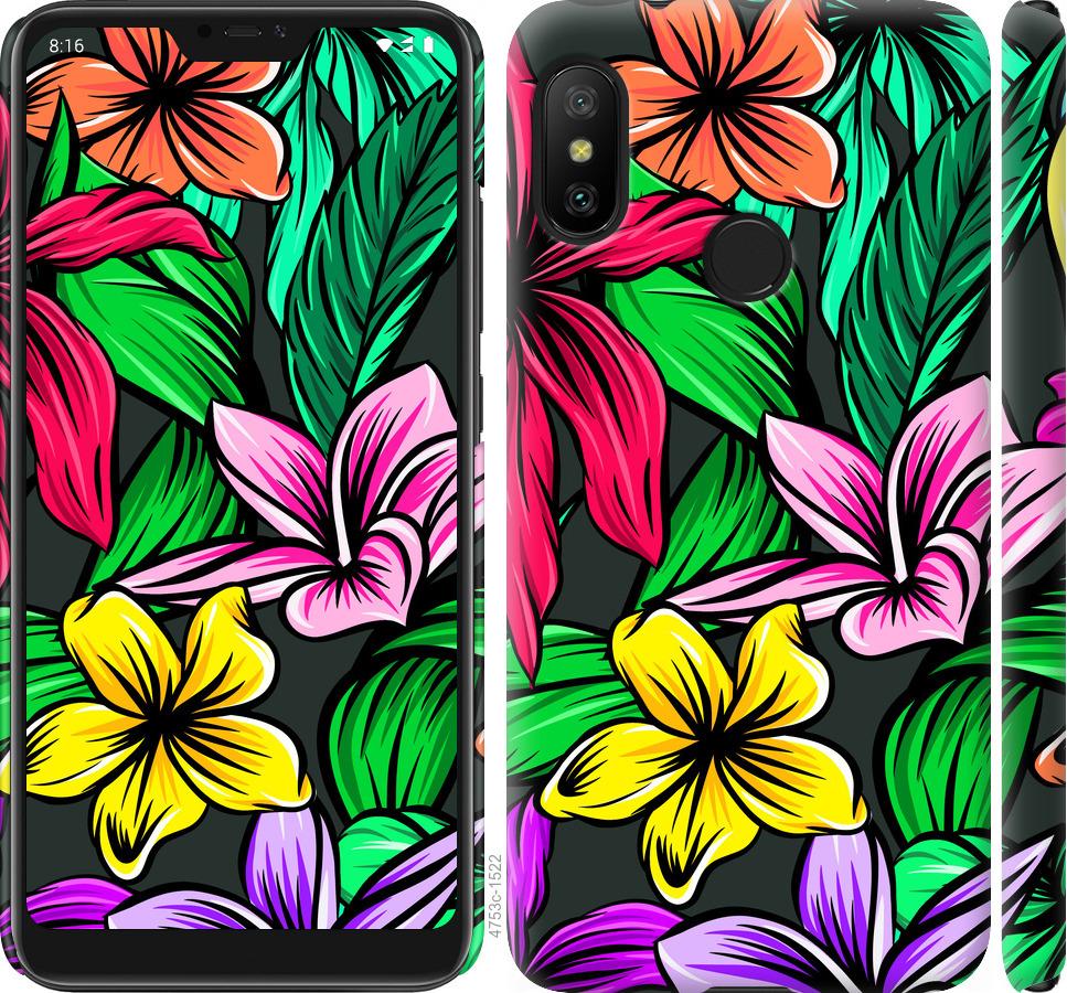 Чехол на Xiaomi Redmi 6 Pro Тропические цветы 1