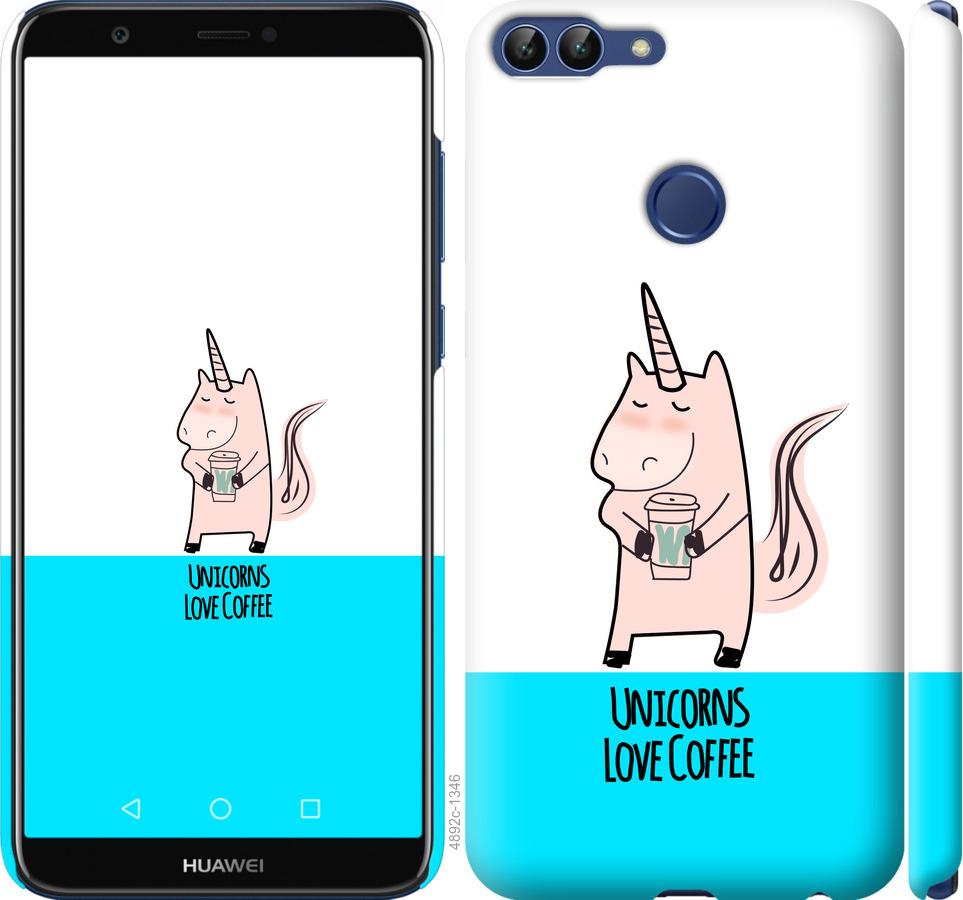 

Чехол на Huawei P Smart Единорожек с кофе
