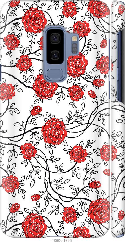 Чехол на Samsung Galaxy S9 Plus Красные розы на белом фоне