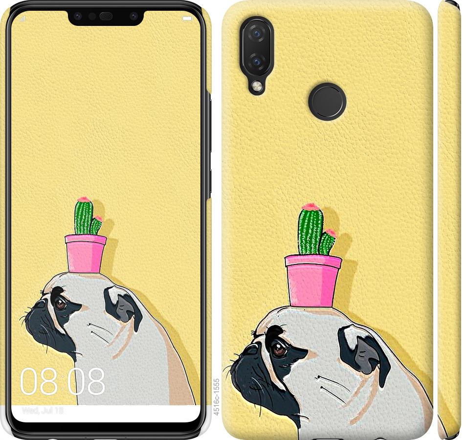 

Чохол на Huawei P Smart Plus Мопс з кактусом