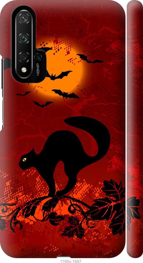 

Чехол на Huawei Honor 20 Чёрная кошка под луной